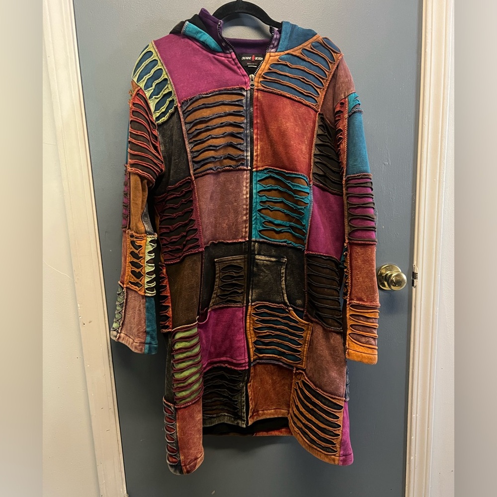 Vibrant Patchwork Women's Razor Cut Jacket Creati… - image 2